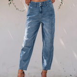 Fallon Medium Wash Cuffed Barrel Jeans