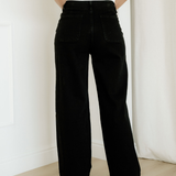 Brooke 2-Button High Waist Flared Bottom Jeans - Black