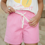 Lottie Stripe Drawstring Elastic Waist Casual Denim Shorts
