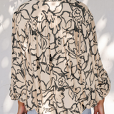 Amelie Morn Floral Print Batwing Sleeve Buttoned Loose Fit Shirt