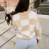 Parker Checkered Sweater - Khaki | Dropship