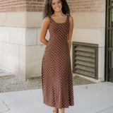 Scottie Polka Dot Print Square Neck Sleeveless Vacation Long Dress