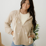 Brielle Bow Embroidered Zip Up Hoodie