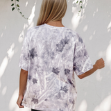 Drew Camouflage Woodland Print Drop Shoulder Tunic Tee - Gray
