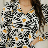 Lucille Split V Neck Long Dress with Sleeves
