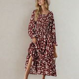 Lydia Sleeve Square Neck Smocked Maxi Dress | Dropship