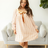 Madeline Velvet Bow Lace Patchwork Long Sleeve Loose Mini Dress