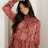 Lilith Shirred High Neck Loose Mini Dress