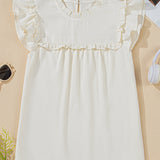 Clover Ruffle Trim Waffle Textured Blouse