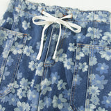 Lucy Dainty Floral Printed Drawstring Barrel Jeans