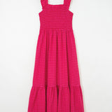 Raya Plaid Square Neck Fit-and-flared Vacation Sundress