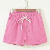 Lottie Stripe Drawstring Elastic Waist Casual Denim Shorts