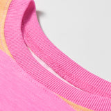 Pink Stripe Long Sleeve Casual Top Drawstring Shorts 2pcs Set