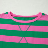 Ailanny Stripe Dolman Tee Drawstring Skort Athletic 2pcs Set