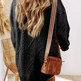 Cable Knit Drop Shoulder Loose Fit Sweater Dress