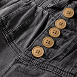 Carbon Grey Mineral Wash Button High Waist Wide Leg Jeans