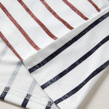 PREORDER Danna Stripe Colorblock 3/4 Sleeve Loose T Shirt | Dropship