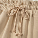 Sunset Walk Set Loose Tee Drawstring Wide Leg Pants 2pcs Outfit - Parchment