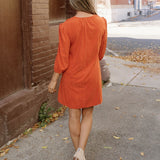 Micah Scallop Detail Pleated Corduroy Mini Dress - Orange