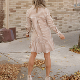 Dallas Ruffled Hem Collared Long Sleeve Shirt Mini Dress