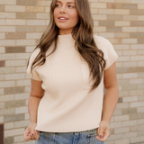 Mya Pocket Ribbed Knit Short Sleeve Sweater