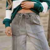 Beau Raw Hem Wide Leg Denim Pants