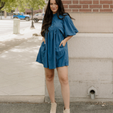 Sutton Corduroy Dress - Teal | Dropship