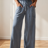 Billie Mineral Wash Drawstring Retro High Waist Wide Leg Western Pants