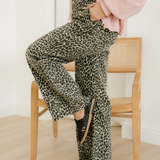 Black Leopard Print Wide Leg High Waist Jeans