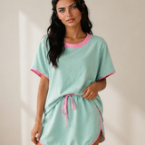 Sofia Colorblock Edge Drop Shoulder T Shirt and Skort 2 Pcs Set