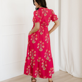 Neve Frilled V Neck Short Sleeve Ruffle Maxi Dress