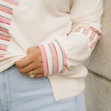 Bennie Stripe Stitched Detail Color Block Pullover Top