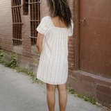 Birdie Ribbon Bow Lace Trim Square Neck Mini Dress