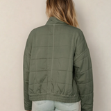 PREORDER Georgie Zip-Up Pocket Quilted Jacket - Green | Dropship