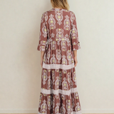 PREORDER Harmony Floral Print Belted Striped Trim Tiered Maxi Dress | Dropship