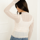 Molly Long Sleeve Mock Neck Sheer Lace Top