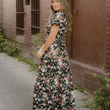 Calla V Neck Pleated Tiered Maxi Dress