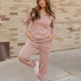 Grace Zip Collar Long Sleeve Top Drawstring Pants Set | Dropship