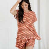 Paityn Polka Dot Print Short Set - Caramel