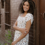 Estelle Smocked Square Neck Ruffle Short Sleeve Dress