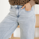 Naia Button Zip High Waist Flared Hem Jeans