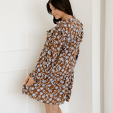 Luella Floral Print Ruffled Detail Shirt Collar Button Down Long Sleeve Dress