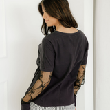 Lace Layered Long Sleeve Tee - Black