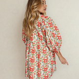 PREORDER Gabriela Ricrac Trim V Neck 3/4 Sleeve Loose Mini Dress | Dropship