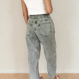 PREORDER Shiloh Acid Wash Barrel Fit Denim Pants with Waist String - Gray | Dropship