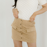 Calie Corduroy Buttoned Front Faux Pockets Mini Skirt