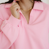 Samara Polo Collar V Neck Pullover and Drawstring Sweatpants Set