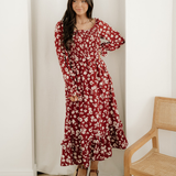 Lydia Sleeve Square Neck Smocked Maxi Dress