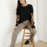 Emiliana Leopard Frayed Edge Wide Leg High Waist Jeans