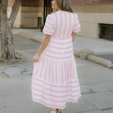 Tiffany Ricrac Trim Notched Neck Half Sleeve Vacation Dress